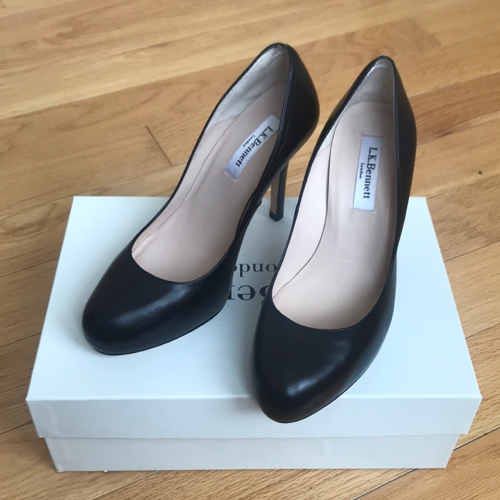 LK Bennett Black Leather Harper Pumps